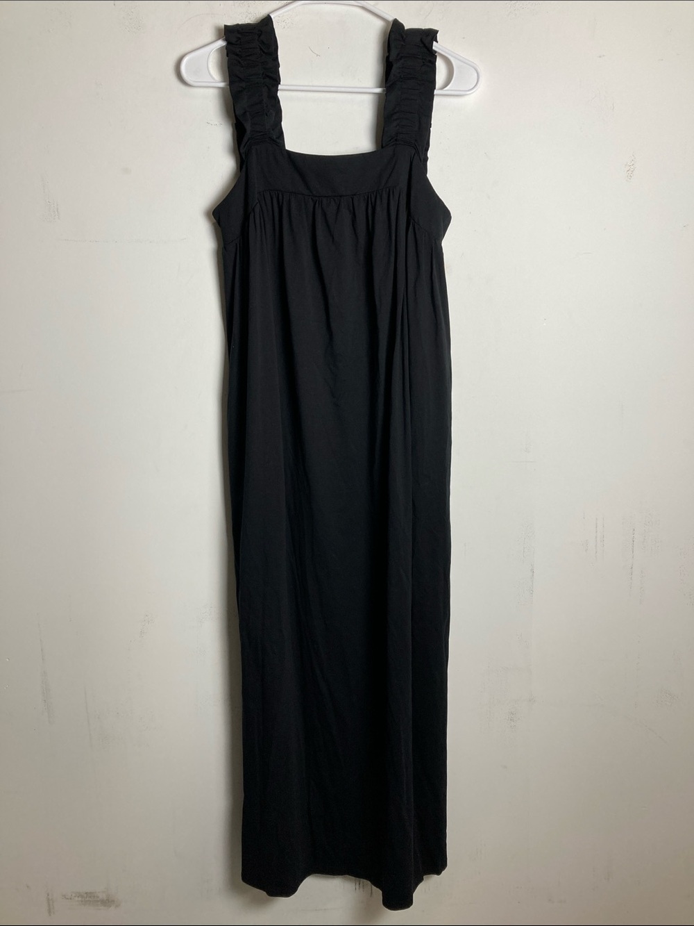 a new day Black Ruffled-Strap Maxi Dress with pockets
